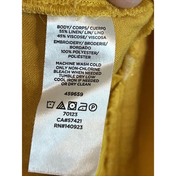 Loft Outlet Womens Shorts Size 16 Yellow Linen Blend Embroidered Bohemian Preppy - Picture 9 of 9